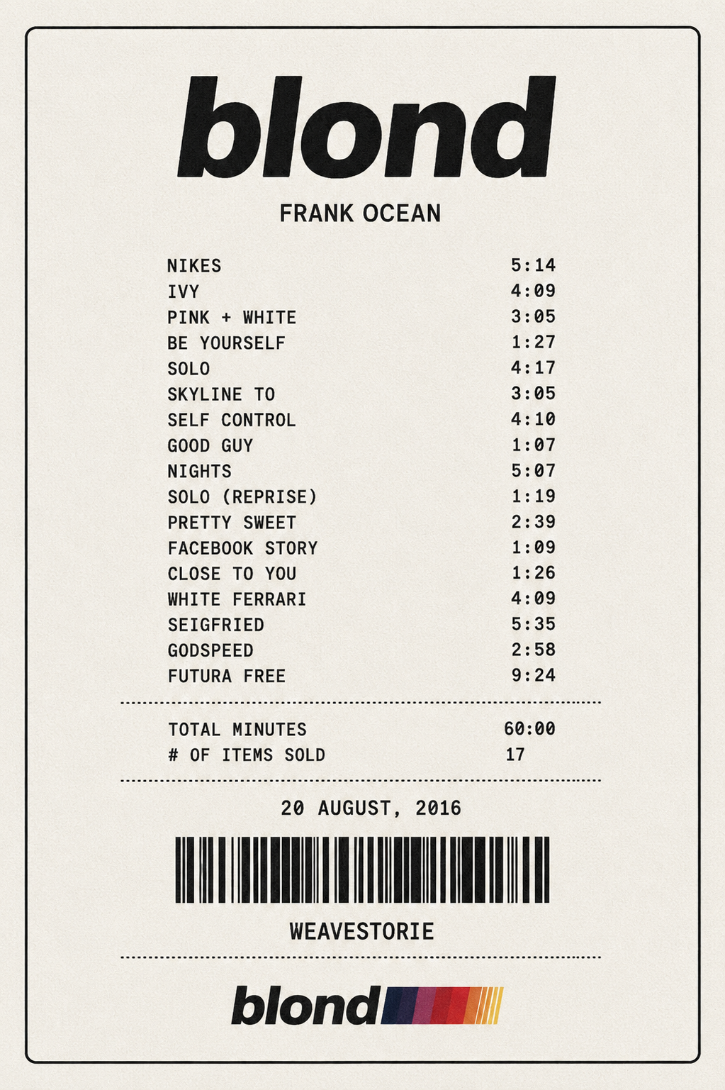 FRANK OCEAN BLOND RUG